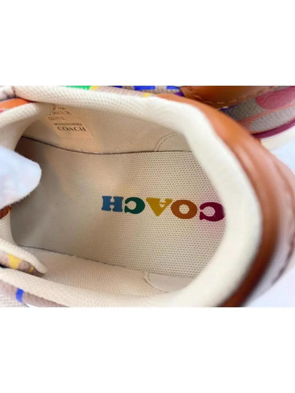 Coach Monogram Lowline Ladies Rainbow Coated Canvas Sneakers 7.5 B